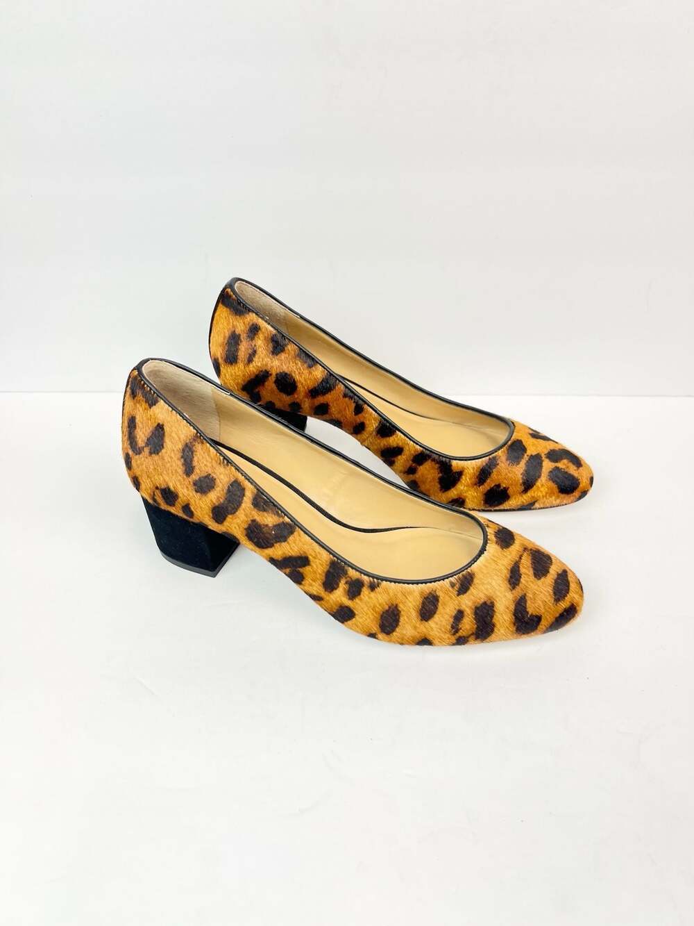 Talbots Isa Block-Heel Pumps in Leopard Print Calf Hair Size 7M